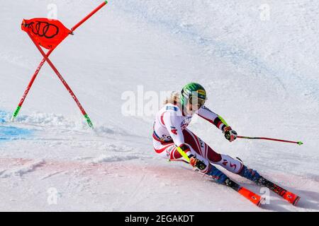 Olympia delle Tofane, Cortina (BL), Italie. 18 février 2021. Katharina LIENSBERGER (AUT) pendant 2021 FIS Championnats du monde DE SKI alpin - Giant Slalom - femmes, course de ski alpin - photo Luca Tedeschi/LM crédit: LiveMedia/Alay Live News crédit: LiveMedia/Alay Live News Banque D'Images