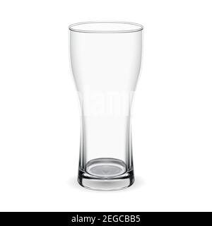 Verre à bière. Maquette de goblet isolée. Illustration transparente de tasse pour l'alcool lager et l'alcool lager. Maquette en verre transparent grand format classique Illustration de Vecteur