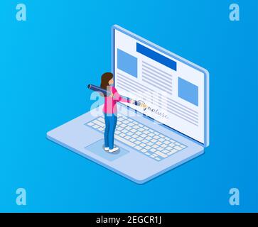 Concept de contrat électronique ou de signature numérique. Illustration de Vecteur