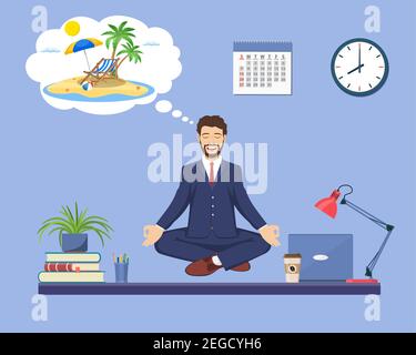 Homme d'affaires faisant du yoga Illustration de Vecteur