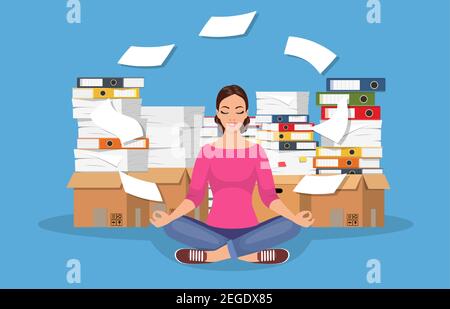 Femme d'affaires méditant dans la pose de lotus Illustration de Vecteur