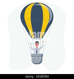 Businessman in hot air balloon Illustration de Vecteur