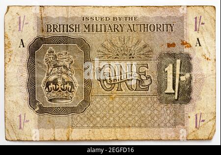 British Military Authority Bank Note - un Shilling Banque D'Images