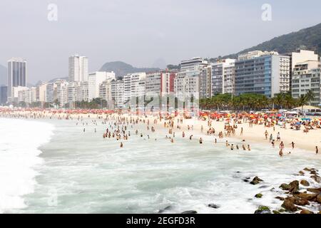 Rio de Janeiro, site touristique principal au Brésil, plages célèbres, Copacabana, Ipanema, Leblon, Barra da Tijuca Banque D'Images