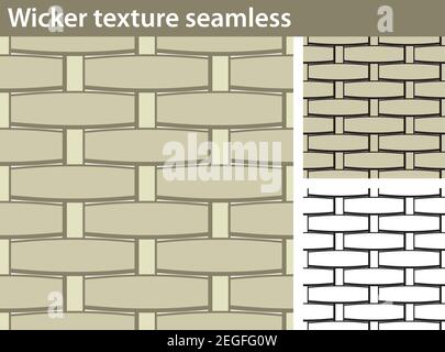 Trois versions différentes d'un motif sans couture remplissent d'une texture en osier : non rempli, avec un remplissage blanc et coloré. Illustration de Vecteur