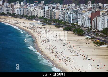 Rio de Janeiro, site touristique principal au Brésil, plages célèbres, Copacabana, Ipanema, Leblon, Barra da Tijuca Banque D'Images