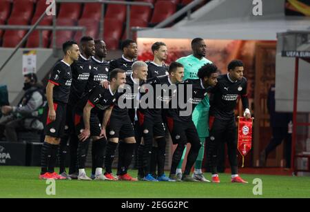 PIRÉE, GRÈCE - FÉVRIER 18 : photo d'équipe du PSV lors du match de l'UEFA Europa League entre l'Olympiacos et le PSV au Stadio Georgios Karaiskakis le février Banque D'Images