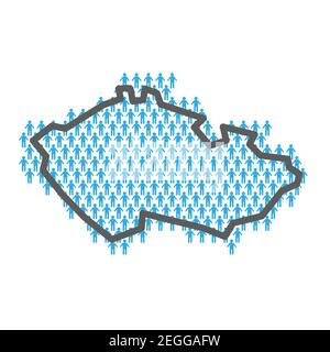 Carte de la population de la République tchèque. Contour de pays fait à partir de chiffres de personnes Illustration de Vecteur