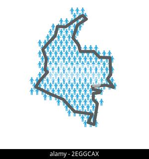 Carte de la population de la Colombie. Contour de pays fait à partir de chiffres de personnes Illustration de Vecteur