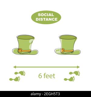 St Patrick Day à COVID-19. Gardez la bannière de distance sociale pendant les vacances. Illustration vectorielle. Illustration de Vecteur