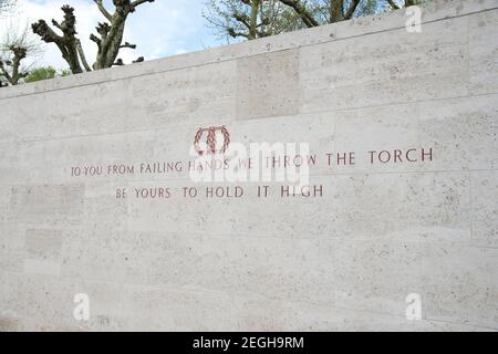 Le cimetière américain des pays-Bas, Margraten, pays-Bas 8301 soldats américains et aviateurs de la Seconde Guerre mondiale y sont enterrés. Banque D'Images