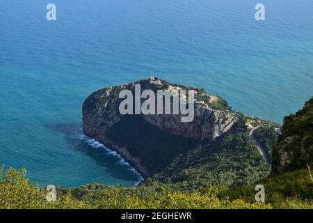 Vue aérienne panoramique depuis le parc national Yemma Gouraya, Bejaia, Algérie. Banque D'Images