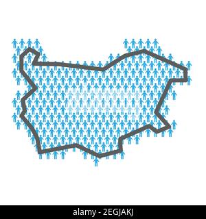 Carte de la population de la Bulgarie. Contour de pays fait à partir de chiffres de personnes Illustration de Vecteur