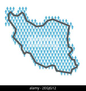 Carte de la population de l'Iran. Contour de pays fait à partir de chiffres de personnes Illustration de Vecteur