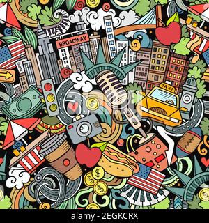 Motif New York sans coutures pour dessins animés. Illustration de Vecteur
