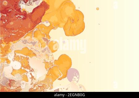 Texture marbre en pierre jaune, rouge et or. La technique de l'encre d'alcool est un arrière-plan vectoriel abstrait. Peinture moderne aux couleurs naturelles avec paillettes. Modèle pour Illustration de Vecteur