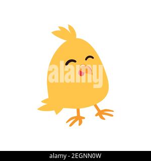 Un poulet de Pâques doux est assis en prévision de Pâques. Illustration vectorielle isolée sur fond blanc. Illustration de Vecteur