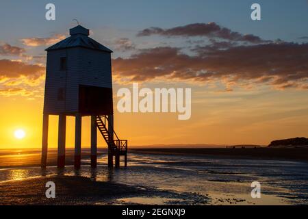 Le phare de Low est l'un des trois phares de Burnham-on-Sea, Somerset, en Angleterre Banque D'Images