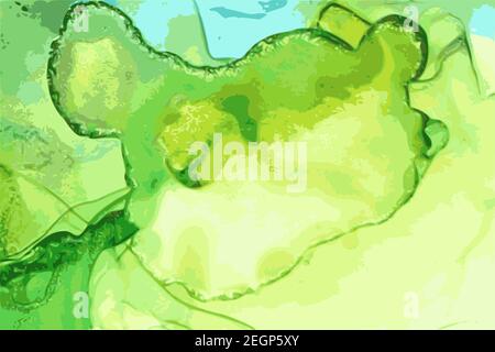Fond en pierre bleu, vert et émeraude avec texture de marbre. Technique orientale de l'encre d'alcool. Art vectoriel abstrait peinture moderne en natu Illustration de Vecteur