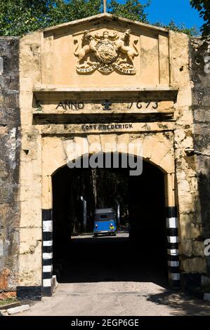 Entrée au fort Frederick à Trincomalee, Sri Lanka. Banque D'Images