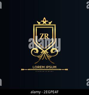 ZR Letter initial avec Royal Template.élégant avec logo de couronne vecteur, logo de lettrage créatif vecteur Illustration Art. Illustration de Vecteur