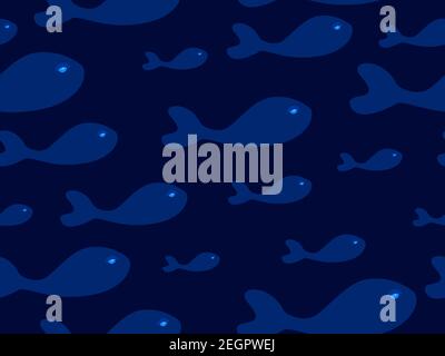 Motif sans couture avec contours de poissons sur fond bleu. Arrière-plan pour l'impression sur papier, papier continu et tissu. Illustration vectorielle Illustration de Vecteur