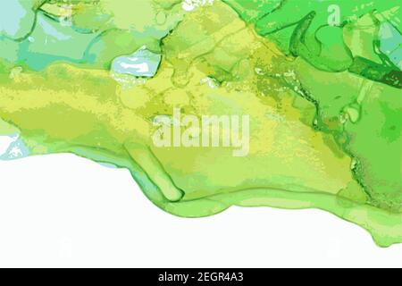 Fond de pierre jaune, vert et émeraude de l'océan avec texture de marbre. Technique orientale de l'encre d'alcool. Art vectoriel abstrait peinture moderne en na Illustration de Vecteur