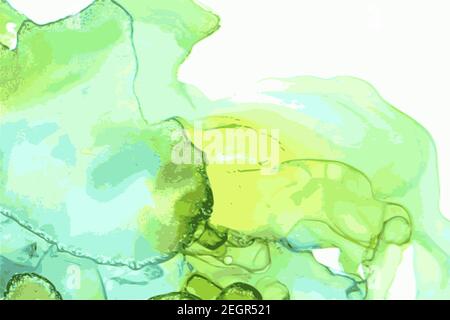 Fond de pierre bleu océan clair, vert et jaune avec texture de marbre. Technique orientale de l'encre d'alcool. Illustration vectorielle abstraite. Peinture en flux dans natura Illustration de Vecteur