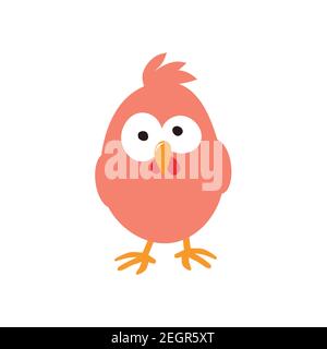 Un poulet de Pâques doux est assis en prévision de Pâques. Illustration vectorielle isolée sur fond blanc. Illustration de Vecteur