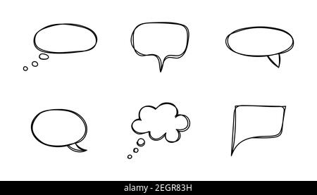Ensemble de bulles de parole dessinées à la main isolées sur fond blanc.Illustration vectorielle. Illustration de Vecteur
