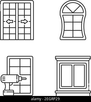 Jeu d'icônes linéaires d'opportunité de porte de remplacement Illustration de Vecteur