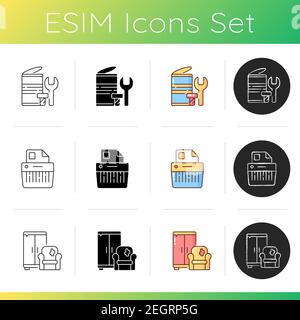 Jeu d'icônes d'élimination des déchets Illustration de Vecteur