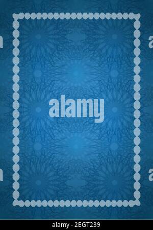 Certificat de luxe gagnant, modèle de conception vertikale, diplôme vierge avec guilloches et texte dans les tons bleu et blanc Illustration de Vecteur