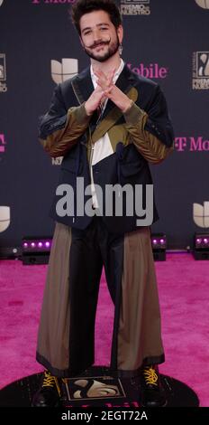 Miami, États-Unis. 18 février 2021. Camilo marche le tapis rouge à l'édition 33 du spectacle de prix Univision 2021 Premio Lo Nuestro à l'American Airlines Arena de Miami, Floride, le jeudi 18 février 2021. Photo de Gary I Rothstein/UPI crédit: UPI/Alay Live News Banque D'Images