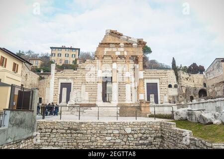 Le Capitolium ou le Temple de la Triade Capitoline Brescia Banque D'Images