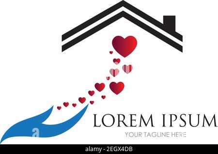 Logo de soins à domicile conception symbole d'icône vecteur logo de soins à la maison modèle, logo de maison médicale Illustration de Vecteur