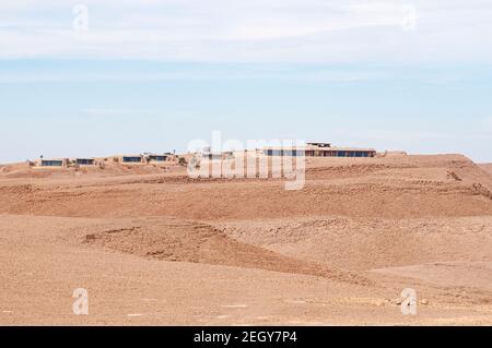 Six Senses Shaharut Luxury Hotel Israel, Shaharut Negev Desert Uvda Desert Landscape. Uvda est le nom d'une région dans le désert du Néguev méridional Banque D'Images