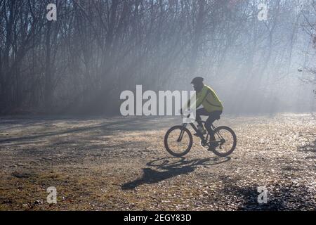 Lonate Pozzolo, Varese - Italie - décembre 13.2020 pistes cyclables dans les bois en hiver. Banque D'Images