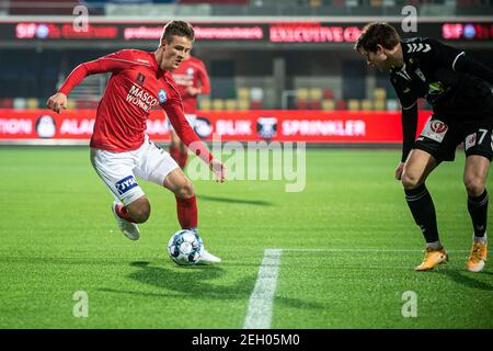 Silkeborg, Danemark. 18 février 2021. Rasmus Carstensen (2) de Silkeborg SI vu pendant le match de NordicBet Liga entre Silkeborg IF et Kolding SI au parc JYSK à Silkeborg. (Crédit photo : Gonzales photo/Alamy Live News Banque D'Images