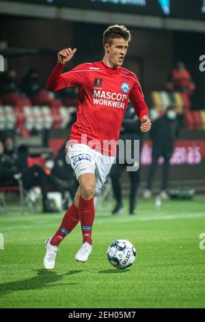 Silkeborg, Danemark. 18 février 2021. Rasmus Carstensen (2) de Silkeborg SI vu pendant le match de NordicBet Liga entre Silkeborg IF et Kolding SI au parc JYSK à Silkeborg. (Crédit photo : Gonzales photo/Alamy Live News Banque D'Images
