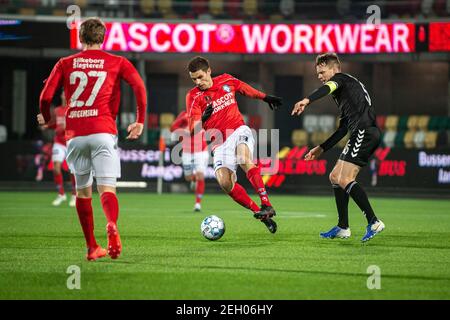 Silkeborg, Danemark. 18 février 2021. Nicklas Helenius (19) de Silkeborg SI vu pendant le match de NordicBet Liga entre Silkeborg IF et Kolding SI au parc JYSK à Silkeborg. (Crédit photo : Gonzales photo/Alamy Live News Banque D'Images