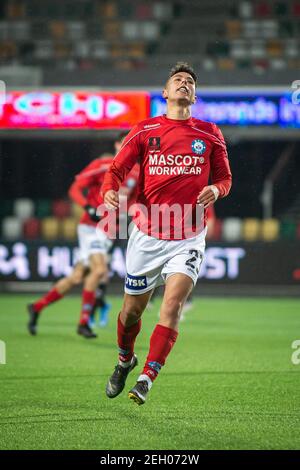 Silkeborg, Danemark. 18 février 2021. Nicklas Rojkjaer (23) de Silkeborg SI vu pendant le match de NordicBet Liga entre Silkeborg IF et Kolding SI à JYSK Park à Silkeborg. (Crédit photo : Gonzales photo/Alamy Live News Banque D'Images