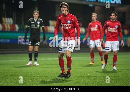 Silkeborg, Danemark. 18 février 2021. Frederik Carstensen (42) de Silkeborg S'il est vu pendant le match de NordicBet Liga entre Silkeborg IF et Kolding SI au parc JYSK à Silkeborg. (Crédit photo : Gonzales photo/Alamy Live News Banque D'Images