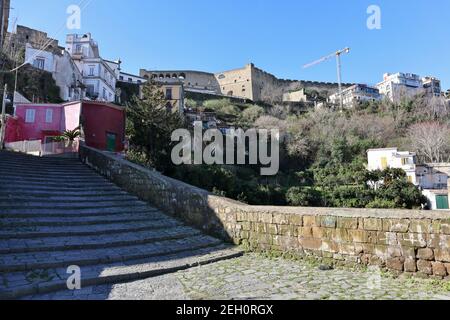 Naples - Castel Sant'Elmo dalla Scalinata Pedamentina Banque D'Images