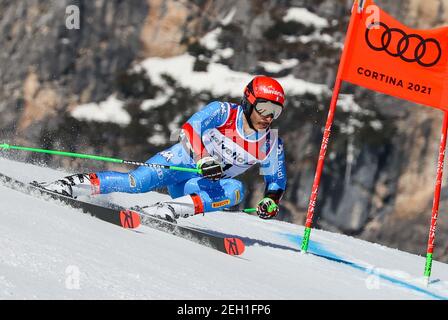 Cortina (BL, Italie. 19 février 2021. Cortina (BL), Italie, Labirinti, 19 février 2021, Giovanni BORSOTTI (ITA) lors des Championnats du monde DE SKI alpin 2021 FIS - Slalom géant - hommes - course de ski alpin crédit: Luca Tedeschi/LPS/ZUMA Wire/Alay Live News Banque D'Images