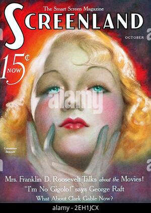 CONSTANCE BENNETT (1904-1965) scène américaine et actrice de cinéma sur le Couverture du magazine américain de fans Screenland en octobre 1932 Banque D'Images