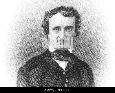 EDGAR ALLAN POE (1809-1849) poète, écrivain et critique américain, en 1849 Banque D'Images