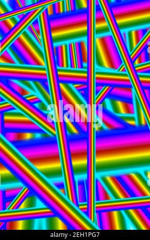 Image verticale de lignes d'intersection aléatoires multicolores pour un arrière-plan abstrait Banque D'Images