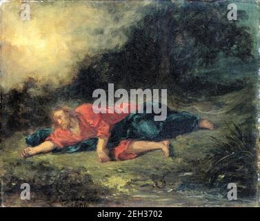 L'agonie dans le jardin (Gethsemane), peinture d'Eugene Delacroix, 1851 Banque D'Images