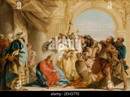 Christ et la femme prise dans l'adultère, peinture par Giovanni Domenico Tiepolo d'après Giovanni Battista Tiepolo, 1752 Banque D'Images